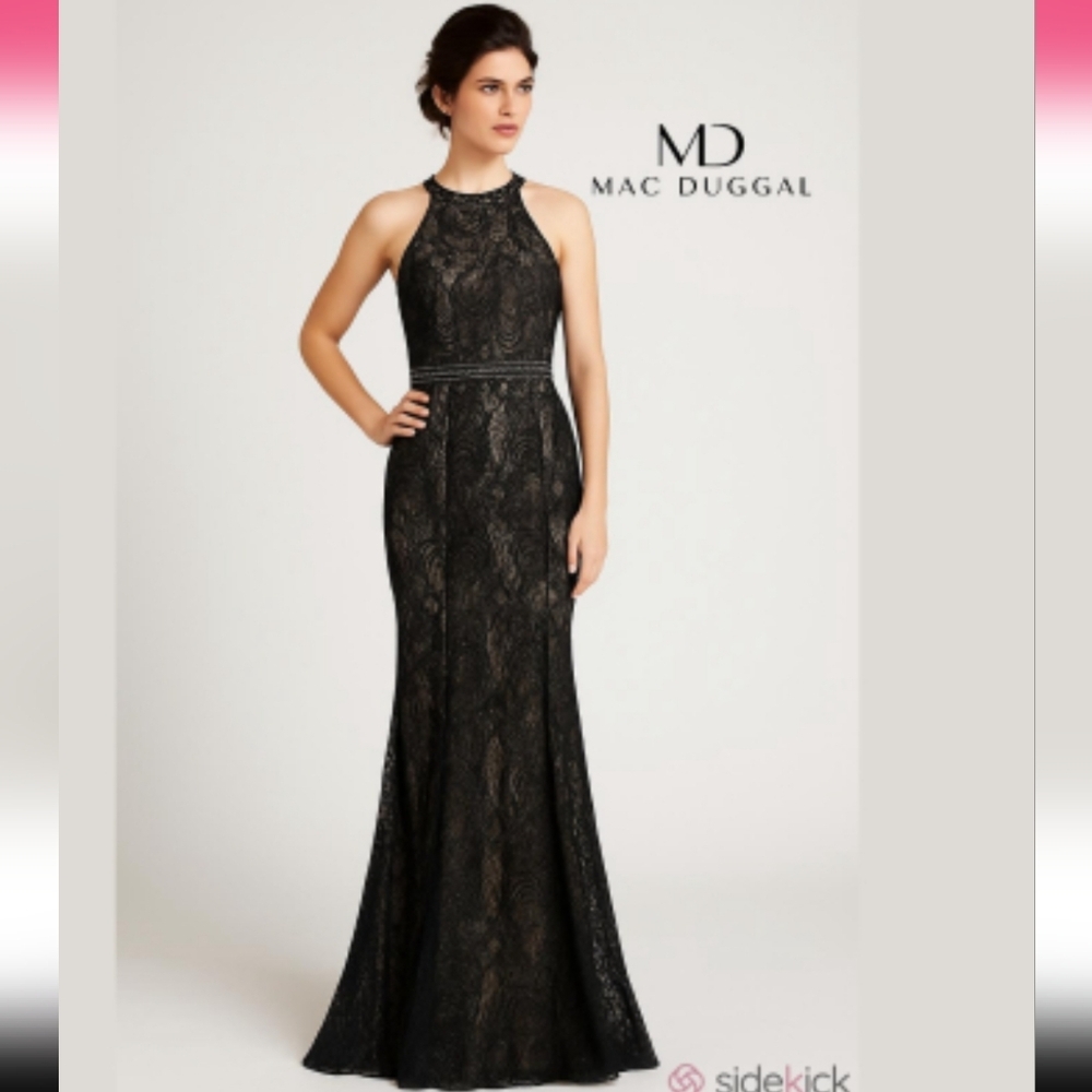 Mac Duggal Black Lace Gown, size 10